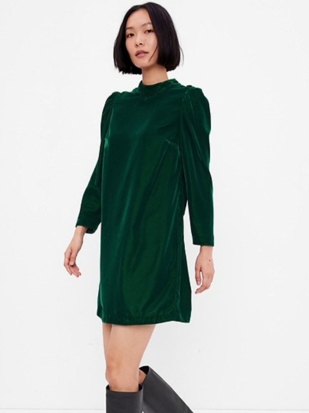 Gap Green Velvet Long-Sleeve Shift Dress Large Tall NWT